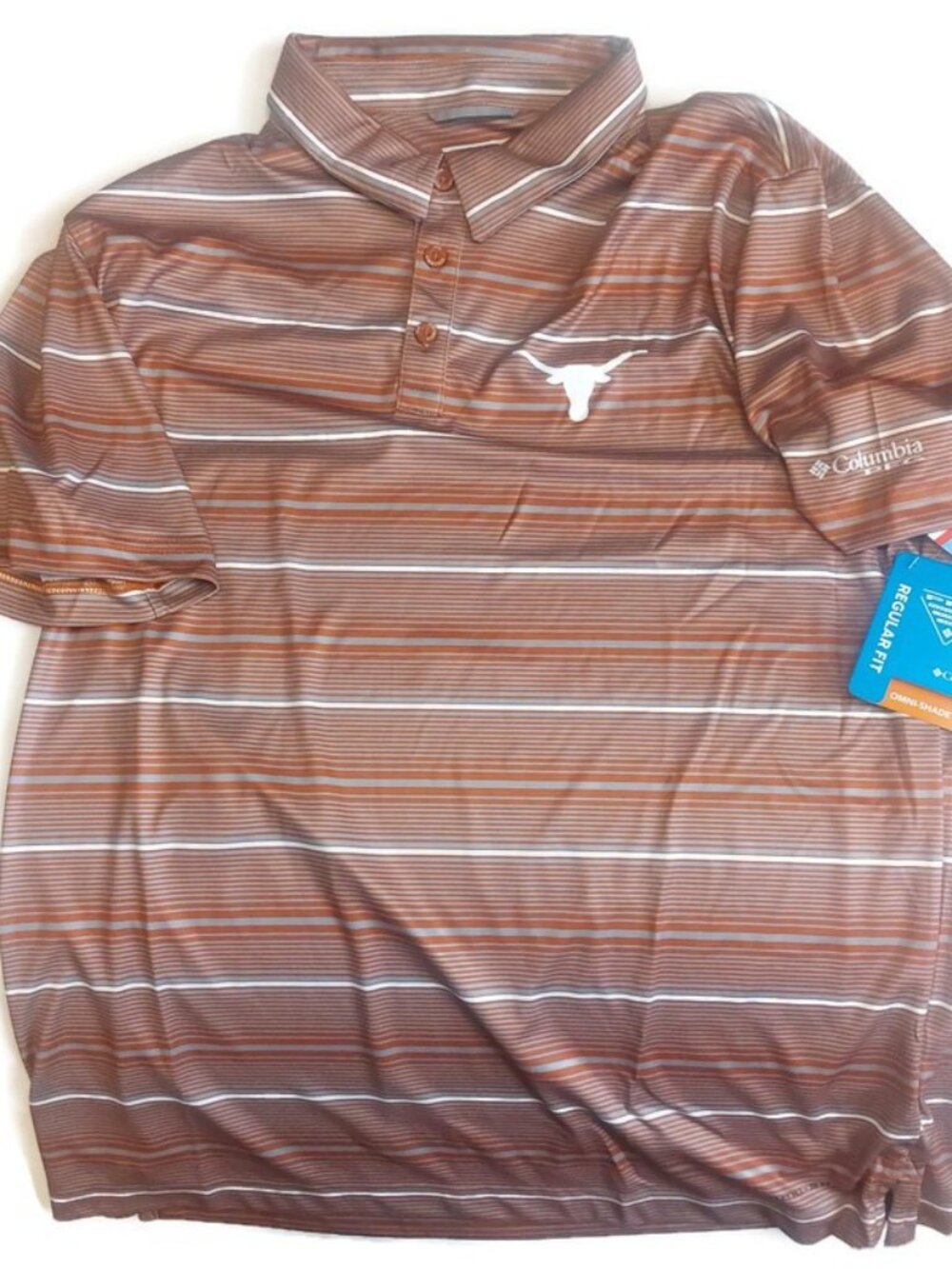Columbia Mens L Texas Longhorns Polo Golf Shirt Super Terminal Tackle PFG Orange